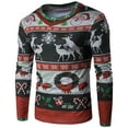 thumbnail image 1 of WREESH Personalized Christmas Letters Print Round Neck Fake Two 3D Long Sleeve Men's T-shirts, 1 of 7