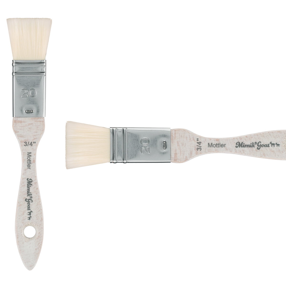 Mimik Synthetic Goat Hair Mottler Paint Brush 3/4" - Short Handle Flat Watercolor Brush- Soft, Absorbent, Synthetic Paint Brush for Watercolor, Oil & Acrylic- Rust-Proof Ferrule- Handmade in Germany