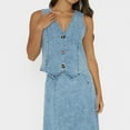 thumbnail image 4 of Gupgi Gilet en Denim pour Femmes Vintage Sans Manches à Col en V Boutonné Ajusté Débardeurs Rétro Gilet en Jean, 4 of 8