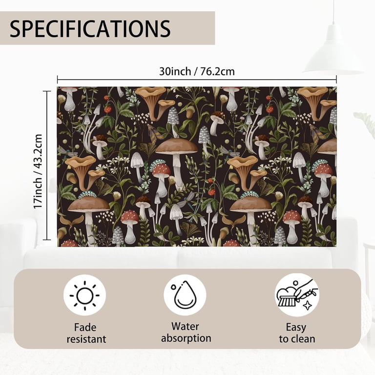 TUBAMQ Mushroom Welcome Doormat - 17x30 Inch Autumn Design, Non-Slip Rubber Back, Water Absorbent For Indoor/Outdoor