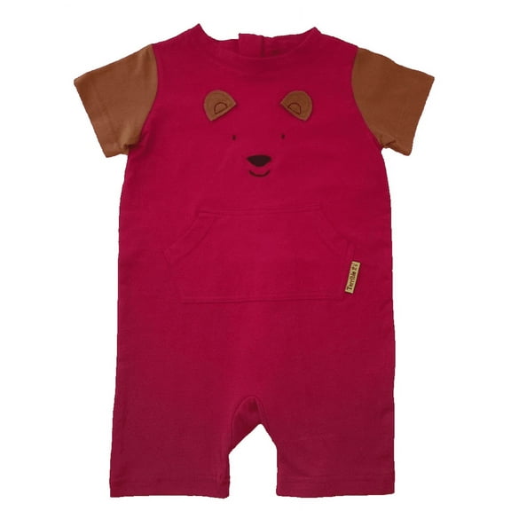 No-Strip Sensory Friendly Toddler Bear Romper in Pink/Brown