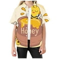 thumbnail image 2 of Kids Boys Tshirts Summer Cute Bee Festival Honey Print Lapel Botton Down Short Sleeves Fashion Tops T-Shirts Activewear,Yellow,7-8 Years, 2 of 4