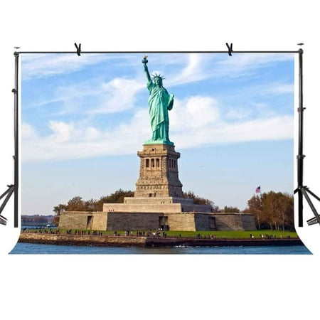 Image of ABPHOTO Polyester 7x5ft Famous Sculpture Backdrop American Statue of Liberty Famous Sculpture Photography Background and Studio Photography Backdrop Props