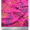 thumbnail image 1 of Soimoi Pink Cotton Poplin Fabric Oaknut & Oak Leaves Decor Fabric Printed BTY 56 Inch Wide, 1 of 5