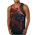thumbnail image 4 of Sakmal Mens Tank Tops Summer Red Red Scoop Neck Camisole Lion Lightweight Graphic Stringer Muscle Mens Sleeveless Shirts, 4 of 7
