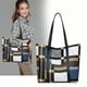 thumbnail image 1 of Bolso Tote de Gran Capacidad para Mujer – Bolso de Mano y Hombro de PVC con Diseño de Lattice, Tote Versátil para Trabajo y Uso Diario, 38x26x12cm, Azul Naranja Gris., 1 of 6