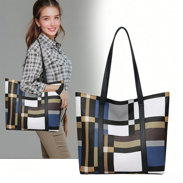 Bolso Tote de Gran Capacidad para Mujer | Bolso de Hombro y de Mano a La Moda | Material de Pvc | 38 X 26 X 12 Cm | Colores Disponibles: Azul, Naranja y Gris