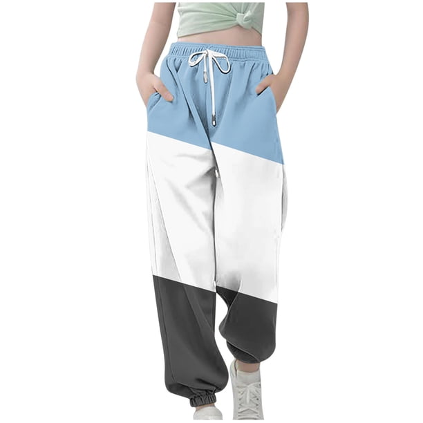 Odeerbi 3-14 Años Para Niños Pantalias de Chándal Bloque de Color Atletismo Atletismo Jogigador Pantalones Caderas Elásticas de La Cintura Con Cordón Con Bolsillo