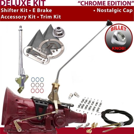 American Shifter TH400 Shifter Kit Chrome 16 in. E Brake Cable Clamp Clevis Trim Kit for F2CA6