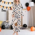 thumbnail image 5 of Womens Pajama Sets Halloween Satin Button Down Long Pant 2pc Fall Sleepwear Halloween Pajamas for Women Set Black XL, 5 of 5