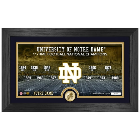 Highland Mint Notre Dame Fighting Irish Leprechaun Series 11-Time College Football National Champions 12"x 20" Timeline