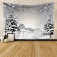 thumbnail image 4 of Tapiz navideño, tapiz de pared de tablón marrón, hojas, frutas rojas, decoración colgante de pared para dormitorio y sala de estar, 4 of 4