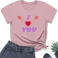 thumbnail image 5 of Fvwitlyh T-Shirts pour Femmes Imprimé Cœur de la Saint-Valentin T-Shirt Décontracté Col Rond Manches Trois-Quarts Rose,m, 5 of 5