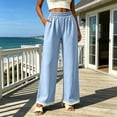 thumbnail image 6 of YuXingFu Womens Linen Pants Women Petite Relaxed Palazzo - Cargo Pocket Summer Blue S, 6 of 7