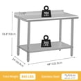 thumbnail image 3 of DEXTRUS Heavy Duty Stainless Steel Work Table with Backsplash and Adjustable Undershelf, 840 lb Capacity, 48 x 24 Inch, 3 of 5