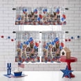 thumbnail image 3 of Independence Day Dog Cat Kitchen Curtains Valances 3 Piece Set, Red Blue American Flag Firework Balloon Floral Wood Rod Pocket Tier Curtain Valance Drapes for Small Window 36 Inch Length for Bedroom, 3 of 9