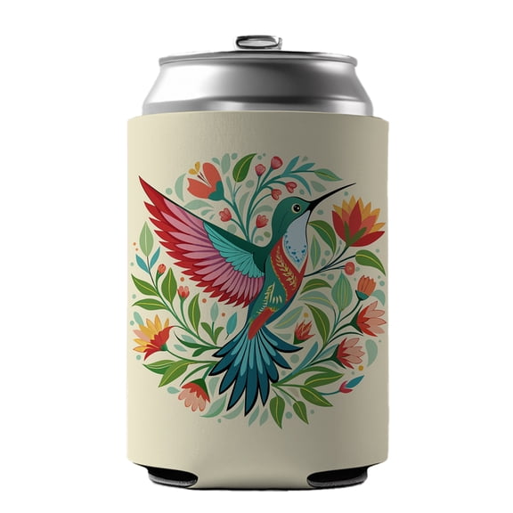 Hummingbird Floral Flowers Drink Beer Soda Insulated Sleeve Holder Can Cooler Hugger
