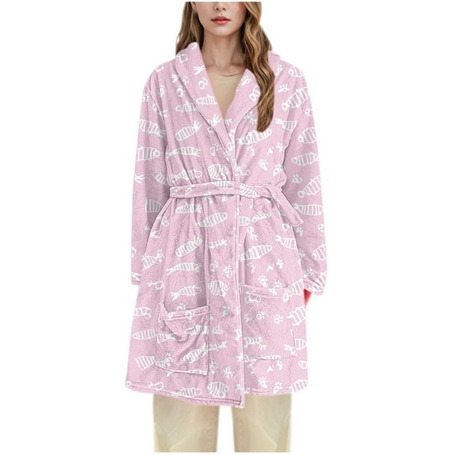 WRKEKC Robe de Chambre pour Femmes en Flanelle Sans Manches Longue Robe de Bain Décontractée Sans Capuche Longue Robe de Nuit