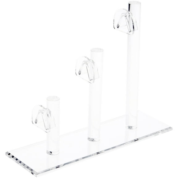 Plymor Clear Acrylic 3 Curved Bridge Display Risers for Eyeglass Frames, 7" H x 3" W x 9" D