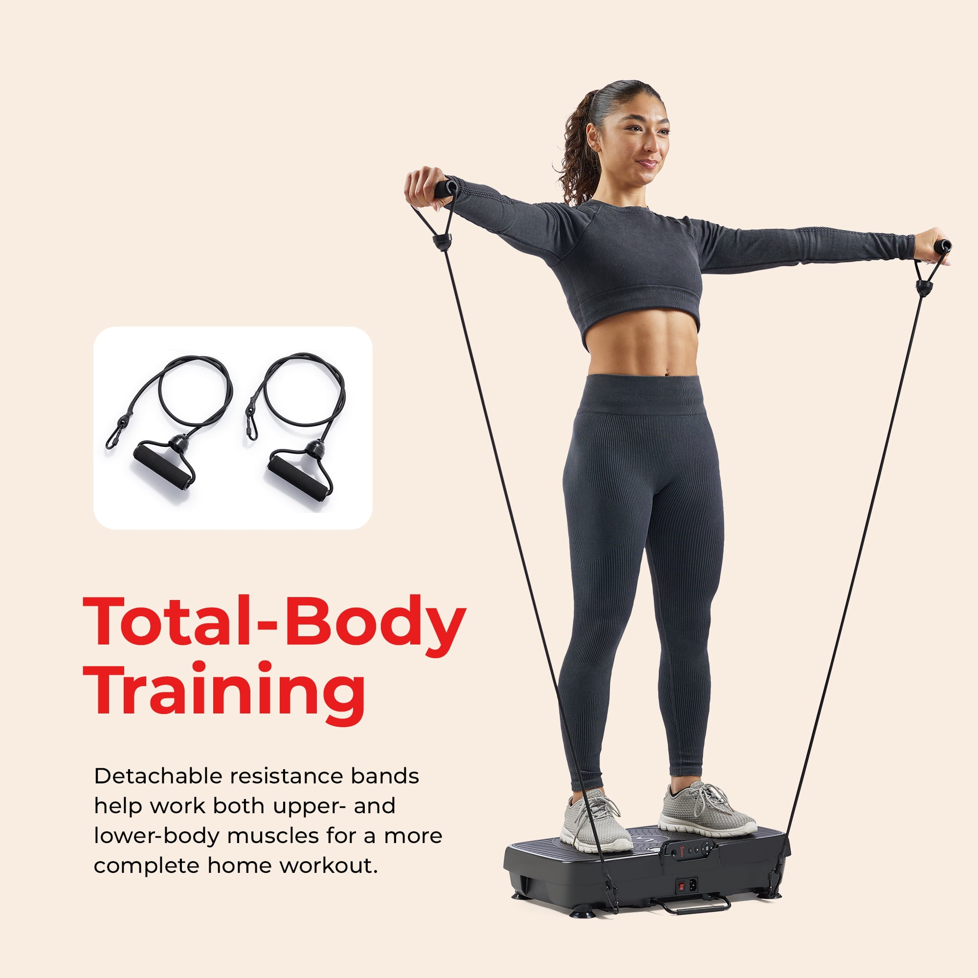 Sunny Health & Fitness 2D Vibration Plate Exercise Machine for Full Body Toning with 99 Speeds and Resistance Bands - SF-VP822056