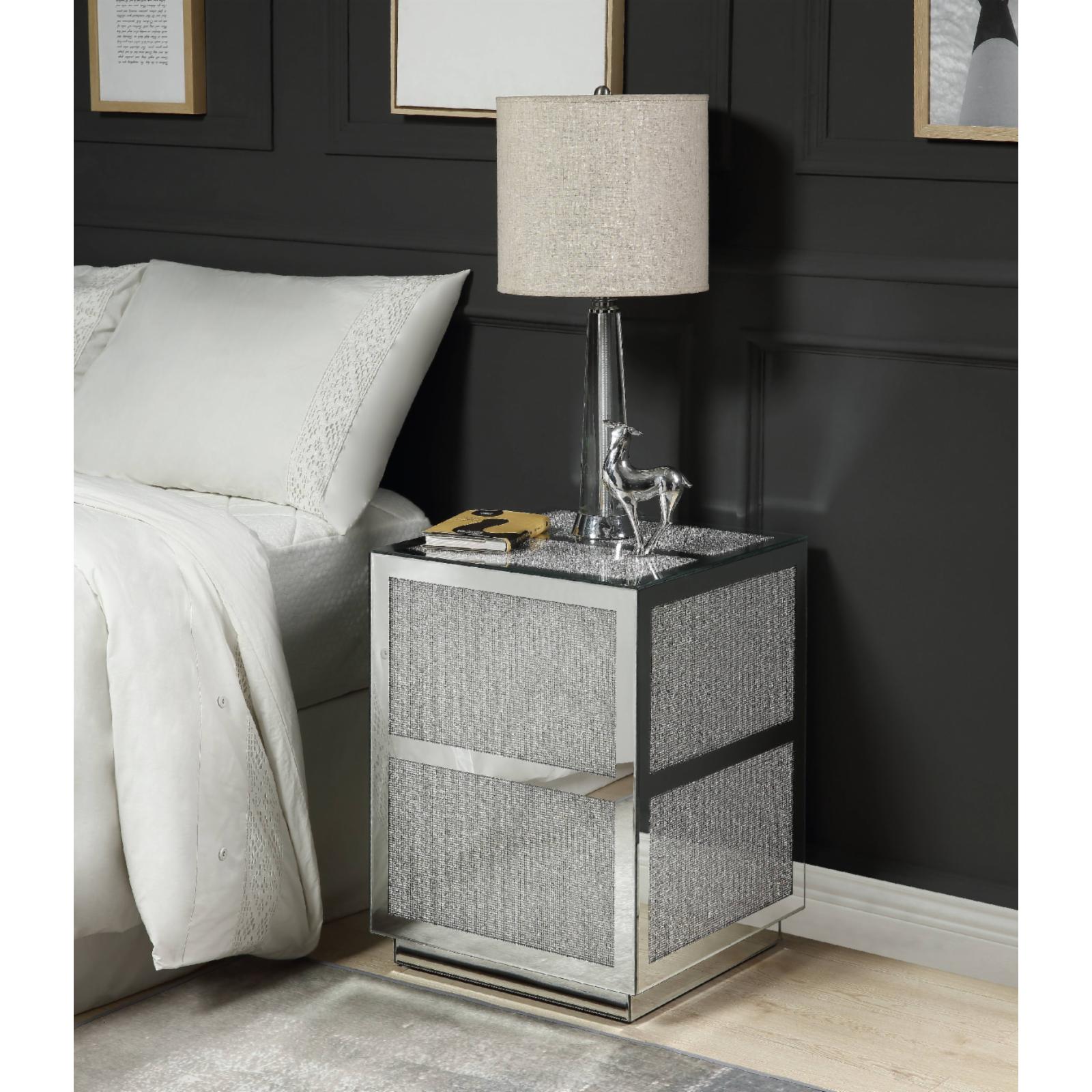 ACME Lavina End Table in Mirrored and Faux Diamonds - image 4 of 4