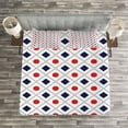 thumbnail image 3 of Ambesonne Abstract Quilted Bedspread Set 3 Pcs, Nautical Circles Squares, Queen Size, Navy Blue White Red, 3 of 3