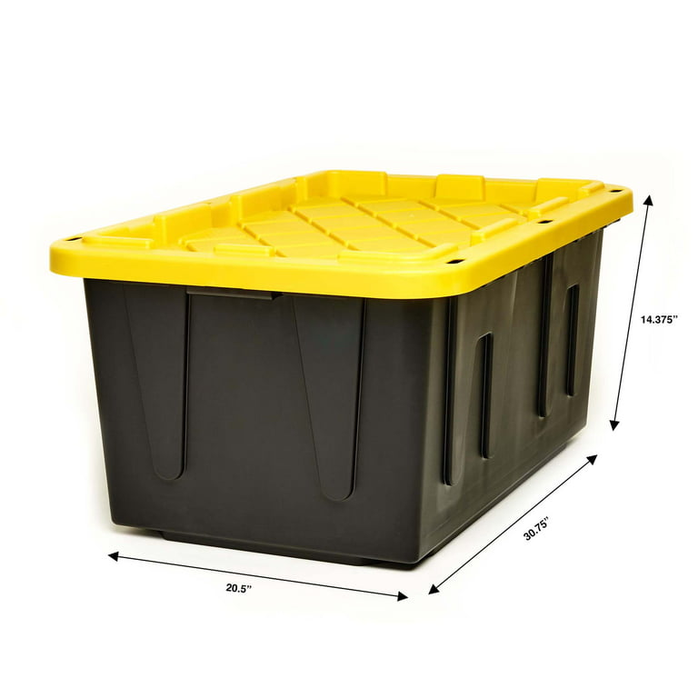 CX BLACK & YELLOW®, 15-Gallon Heavy Duty Tough Storage Container &  Snap-Tight Lid, (9.5”H x 20.6”W x 30.6”D), Weather-Resistant Design and  Stackable