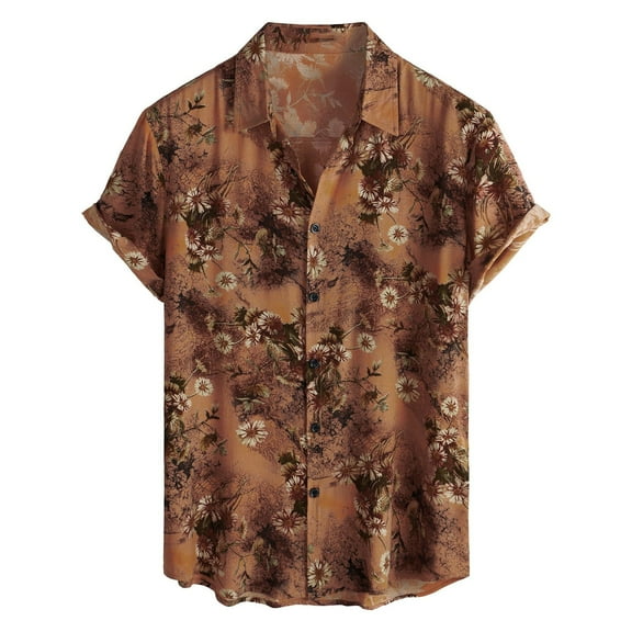 Mens Hawaiian Shirt Short Sleeve Button Down Tropical Shirts Casual Floral Summer Beach Shirt