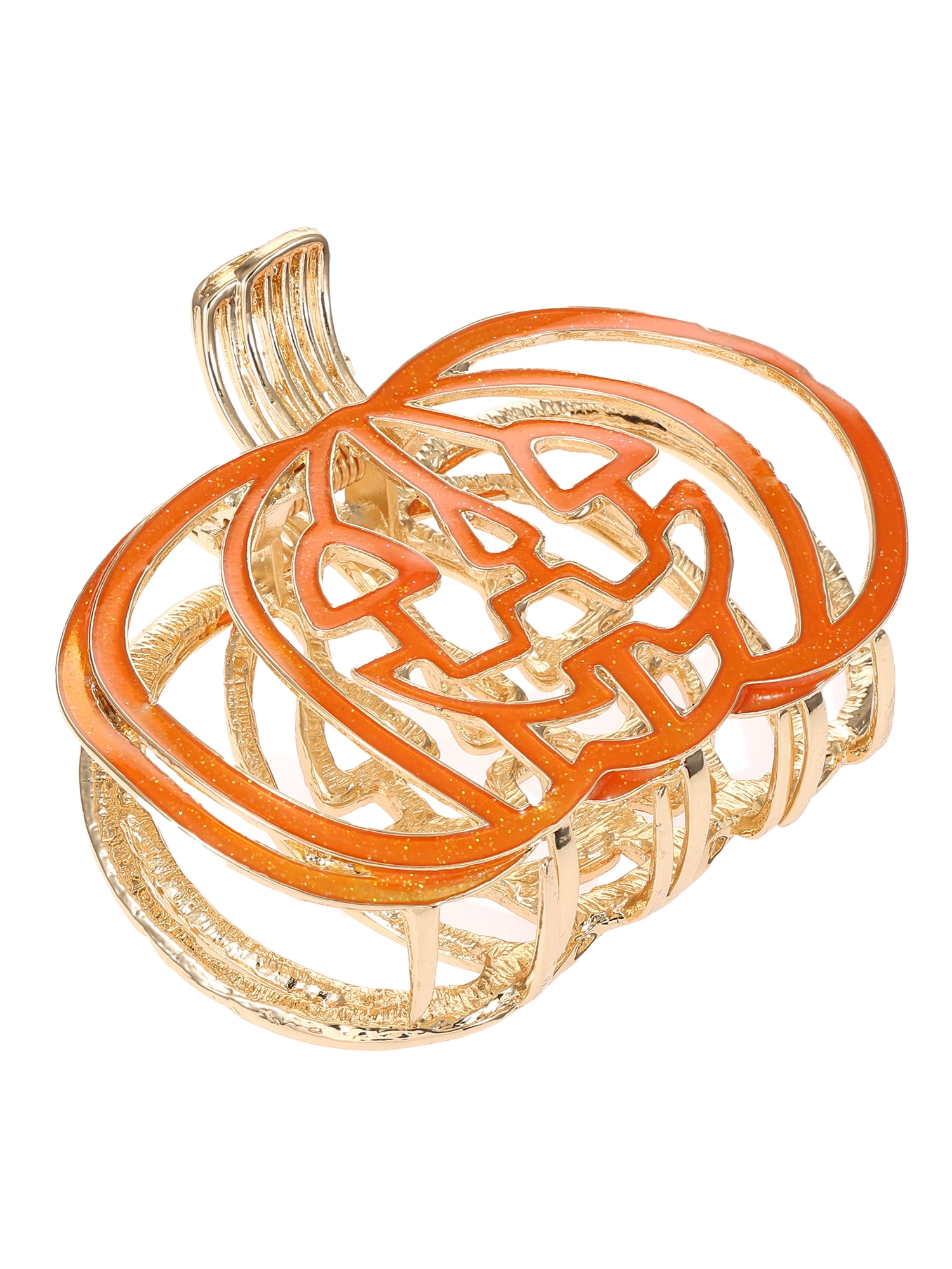 Way to Celebrate Halloween Women's Gold Metal Jack-O-Lantern Claw Clip, Multicolor, 1 Piece