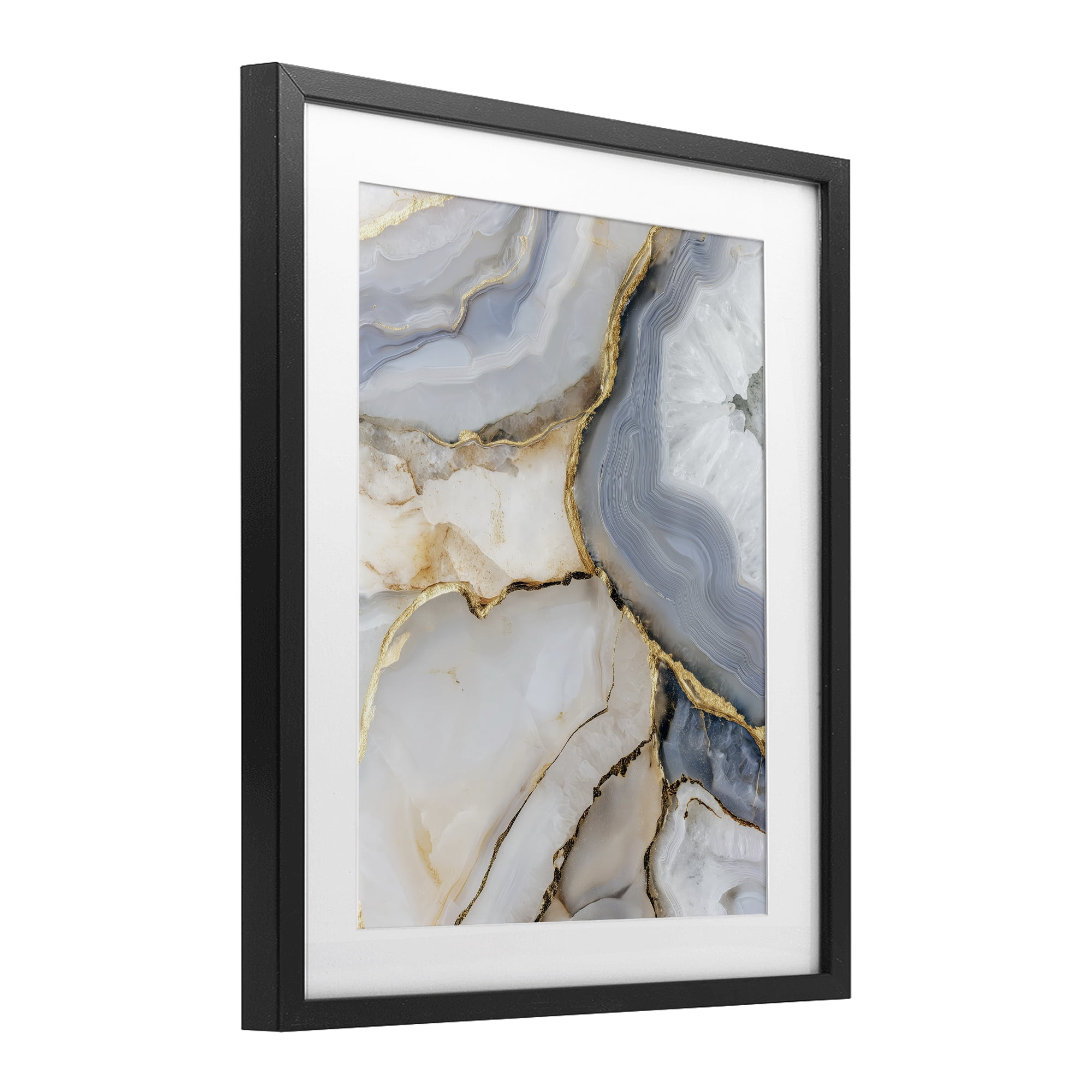 Stupell Industries White And Gray Geode Black Framed Print Under Glass, design by Svetlana Aleynikova