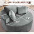thumbnail image 4 of Muumblus Oversized Round Lounge Chaise Chair Indoor,Boneless Cloud Couch with 3 Pillows, No Assembly Required, Modern Accent Chair for Living Room, Gray Chenille, 4 of 12