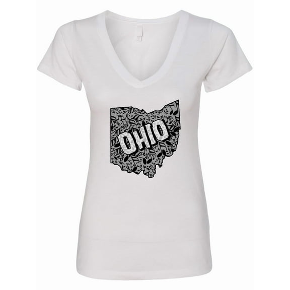 Inktastic Ohio Music Notes Women's V-Neck T-Shirt