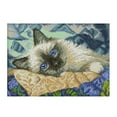 thumbnail image 1 of veasfak Handmade Ribbon Embroidery Cat Painting Stamped Cross Stitch 30 cm 30 x 21cm, 1 of 9