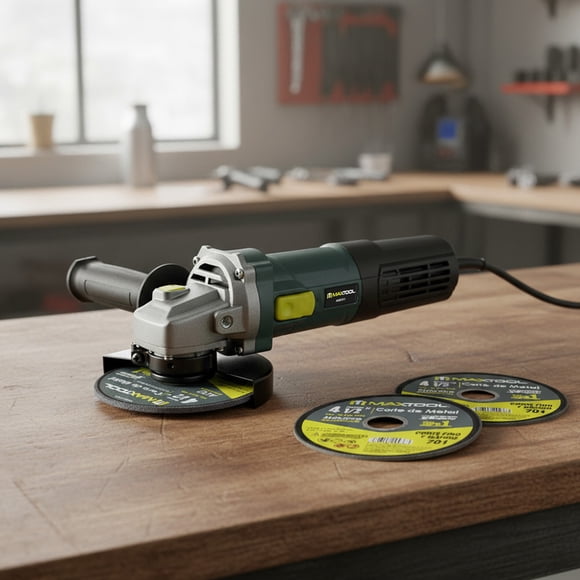 Esmeriladora Angular Maxtool de 500W + Kit de 2 Discos 4 1/2"