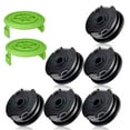 thumbnail image 1 of 8 cuerdas dobles para malezas compatibles con cortadoras de hilo Greenworks 2101602, 2101602A, STBA40B210, BST4000, cuerda de repuesto de 0,065 pulgadas (2900719) y cubierta de tapa de carrete (6, 1 of 7