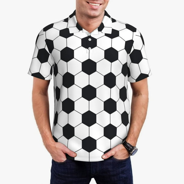 Balery Soccer Ball Camisa Polo de Hombre con Estampado, de Manga Corta y Tejido Medio, Camisa Tipo Golf Polo-4X-Large