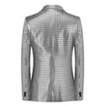 thumbnail image 5 of Men's Plaid Slim Fit Blazer Jacket, Lightweight One Button Casual Bussiness Sport Coat with Pocket, formal & Everyday Blazer for Men Silver, 5 of 5