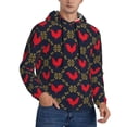 thumbnail image 2 of Uemuo Red Rooster Pattern Men's Hoodie - Casual Pullover Hoodie with Kangaroo Pocket, Stylish Hooded Sweatshirt for Everyday Wear-X-Large, 2 of 7
