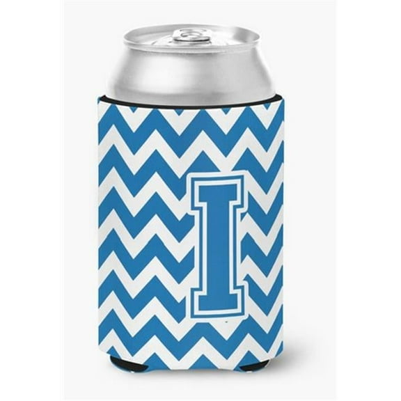 Letter I Chevron Blue & White Can or Bottle Hugger, 0.25 x 4 x 5.5 in.