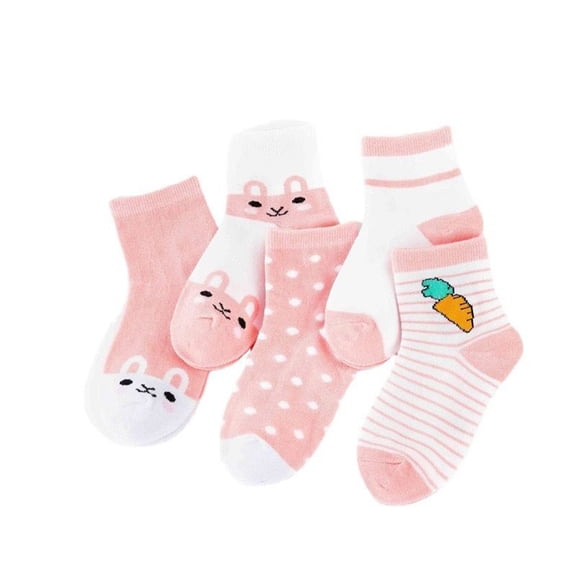 SHX Girls Toddler Kids Socks Cute and Fun Cotton Crew Socks 5 Pair 1-3 Years Old Children