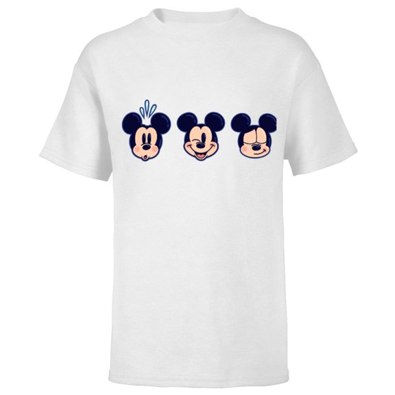 Disney Mickey Mouse Emoticon Expressions - Short Sleeve T-Shirt for Kids - Customized-White