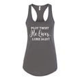 thumbnail image 2 of Wild Bobby Plot Twist He Lives Luke 24:23 Inspirational/Christian Women Racerback Tank Top, Dark Grey, X-Large, 2 of 5