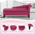 thumbnail image 2 of ACMEASE Upholstered Chaise Lounge with Right Armrest & Lumbar Pillow,Button Tufted Lounge Sofa with Storage,Lounge Chair Indoor,Modern Velvet Lounge Chair for Bedroom, Living Room and Office, Fuchsia, 2 of 7