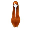 thumbnail image 1 of Peluca genérica para cosplay, naranja, larga y recta con flequillo, 100 cm, 1 of 2