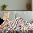 thumbnail image 3 of Butterfly Soft Flannel Fleece Throw Blanket, Spring Season Themed Blooming Nature Inspired Flora and Fauna Pattern Swirls, Cozy Plush for Indoor and Outdoor Use, 60" x 80", Multicolor, by Ambesonne, 3 of 5