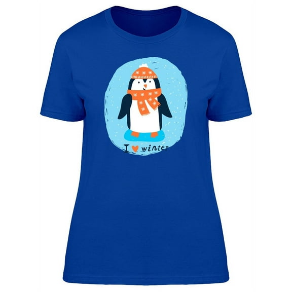 I Love Winter Penguin T-Shirt Women -Image by Shutterstock, Female Large