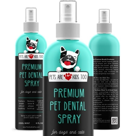 NEW Premium Pet Dental Spray (8oz): Best Way To Eliminate Bad Dog Breath & Bad Cat Breath! Naturally Fights Plaque, Tartar & Gum Disease Without Brushing! Spray In Mouth or Add to Water! 1
