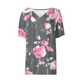 thumbnail image 5 of Njagoc3 Womens Soft Cotton Floral Print V-Neck Short Sleeve Relaxed Fit Casual T-Shirt, 5 of 6