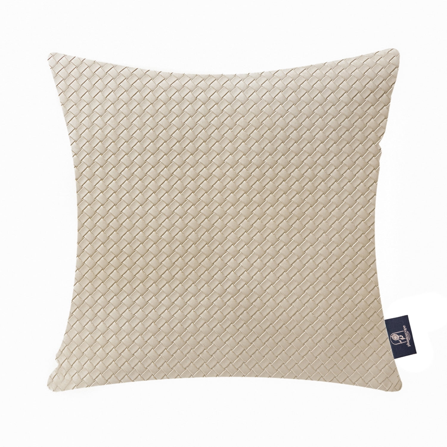 Phantoscope Designer's Choice Decorative Throw Pillow Set, Fluffy Faux Fur & Modern Faux Leather Bundle, for Sofa Couch Bedroom, 18" x 18", Beige Fur and Leather, 2 Pack