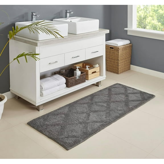 Chesapeake Gilbert Diamond Bath Runner -24"X60"-Dark Grey